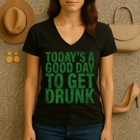 Today's a good day to get drunk Women's V-Neck T-Shirt