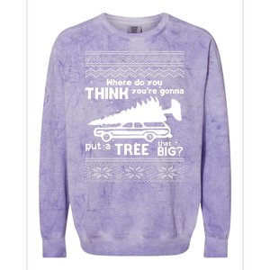 Todd Margo Couples Ugly Christmas Vacation Tree Colorblast Crewneck Sweatshirt