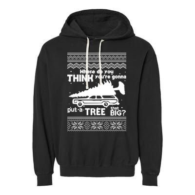Todd Margo Couples Ugly Christmas Vacation Tree Garment-Dyed Fleece Hoodie