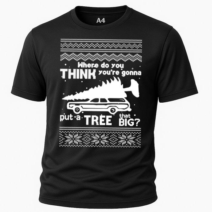 Todd Margo Couples Ugly Christmas Vacation Tree Cooling Performance Crew T-Shirt