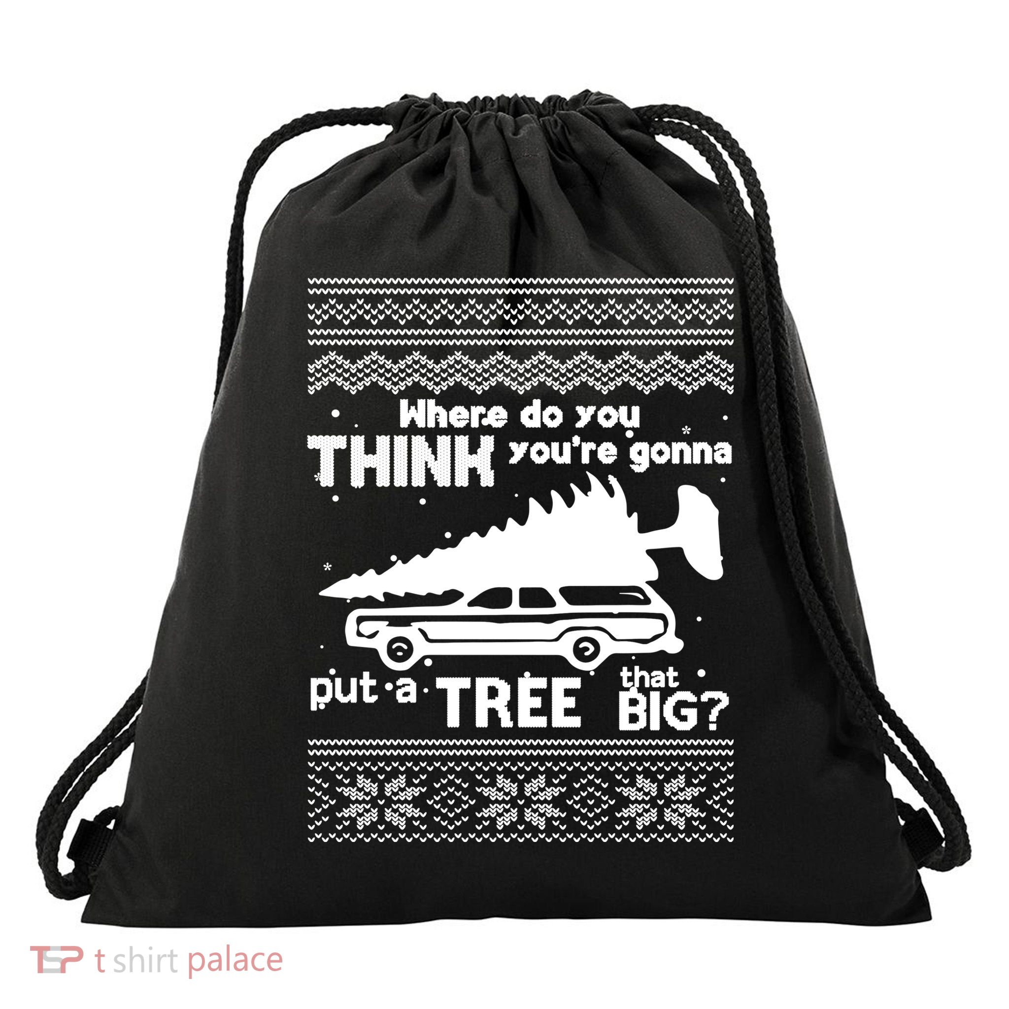 Todd Margo Couples Ugly Christmas Vacation Tree Drawstring Bag