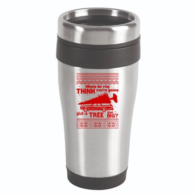 Todd Margo Couples Ugly Christmas Vacation Tree 16oz Travel Tumbler
