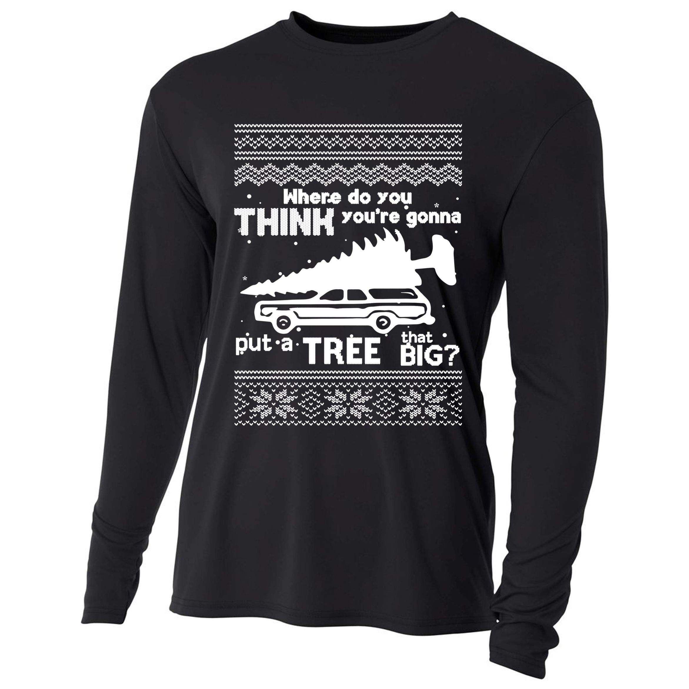 Todd Margo Couples Ugly Christmas Vacation Tree Cooling Performance Long Sleeve Crew