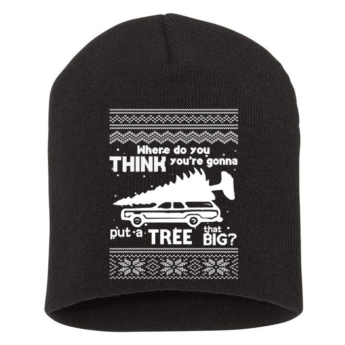 Todd Margo Couples Ugly Christmas Vacation Tree Short Acrylic Beanie