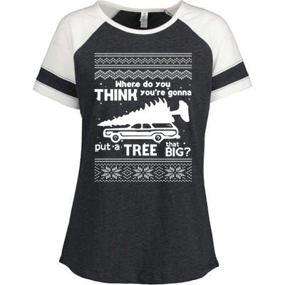 Todd Margo Couples Ugly Christmas Vacation Tree Enza Ladies Jersey Colorblock Tee