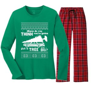 Todd Margo Couples Ugly Christmas Vacation Tree Women's Long Sleeve Flannel Pajama Set 