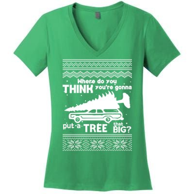 Todd Margo Couples Ugly Christmas Vacation Tree Women's V-Neck T-Shirt