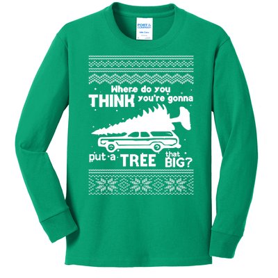 Todd Margo Couples Ugly Christmas Vacation Tree Kids Long Sleeve Shirt