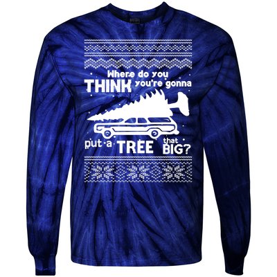 Todd Margo Couples Ugly Christmas Vacation Tree Tie-Dye Long Sleeve Shirt