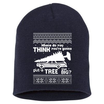 Todd Margo Couples Ugly Christmas Vacation Tree Short Acrylic Beanie