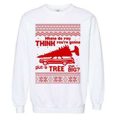 Todd Margo Couples Ugly Christmas Vacation Tree Garment-Dyed Sweatshirt