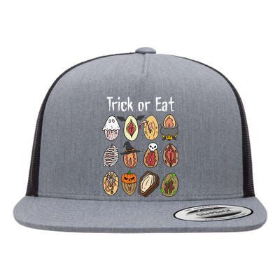 Trick Or Eat Funny Halloween Vagina Hilarious Flat Bill Trucker Hat