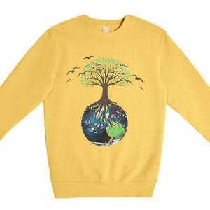 Tree On Earth Pro Environment Nature Geology Plant A Tree Premium Crewneck Sweatshirt