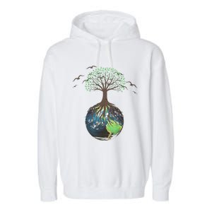 Tree On Earth Pro Environment Nature Geology Plant A Tree Garment-Dyed Fleece Hoodie