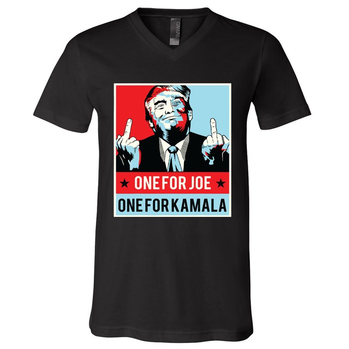 Trump One For Joe One For Kamala V-Neck T-Shirt