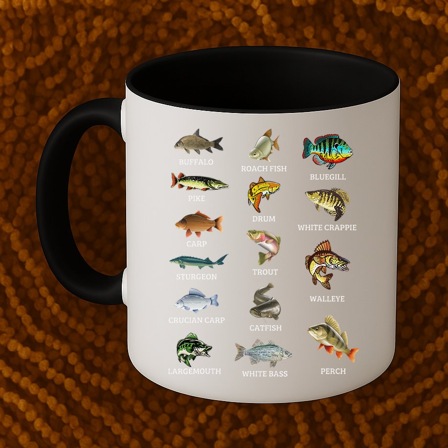 Types Of Freshwater Fish Species Fishing Fisherman Anglers Mug