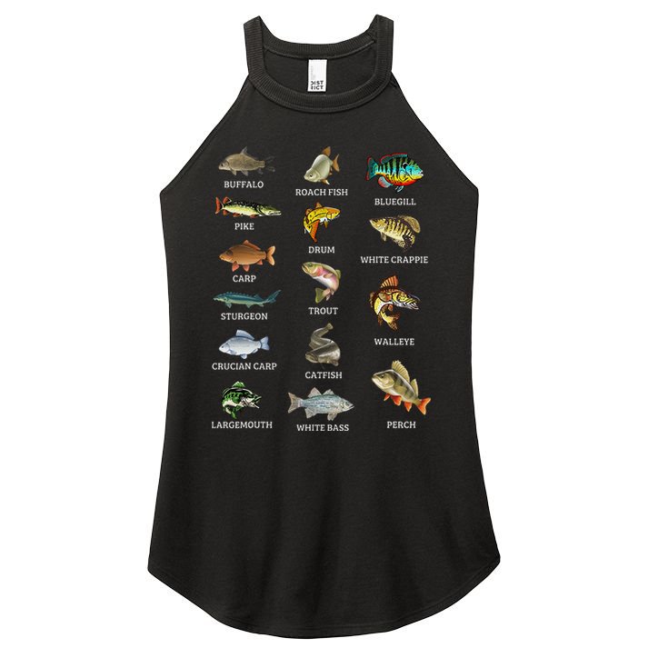 Types Of Freshwater Fish Species Fishing Fisherman Anglers Women's Perfect Tri Rocker Tank