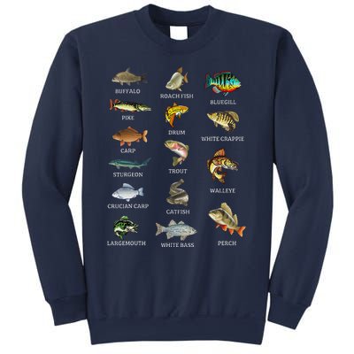 Types Of Freshwater Fish Species Fishing Fisherman Anglers Sweatshirt