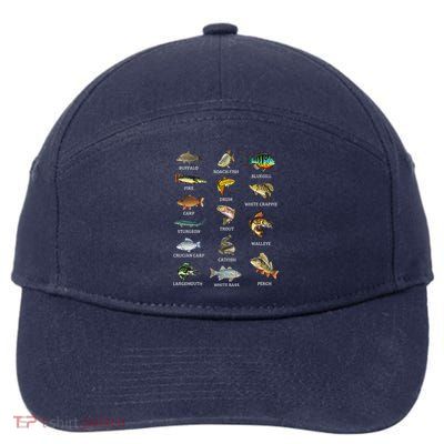 Types Of Freshwater Fish Species Fishing Fisherman Anglers 7-Panel Snapback Hat