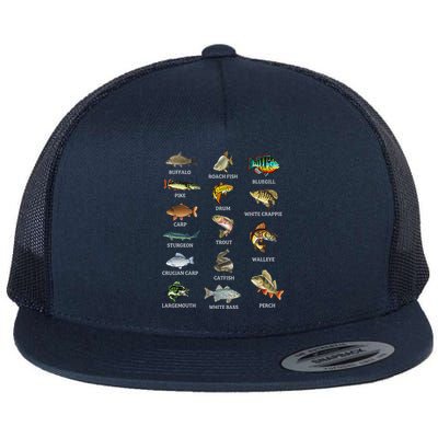 Types Of Freshwater Fish Species Fishing Fisherman Anglers Flatbill Hat