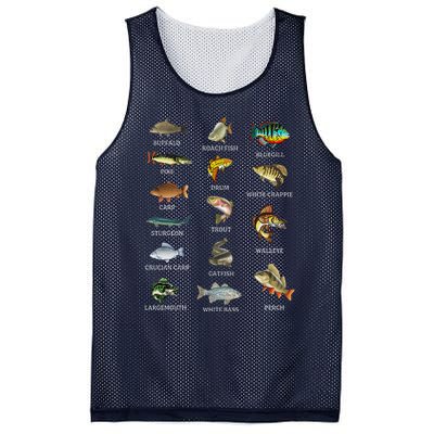 Types Of Freshwater Fish Species Fishing Fisherman Anglers Mesh Reversible Basketball Jersey Tank