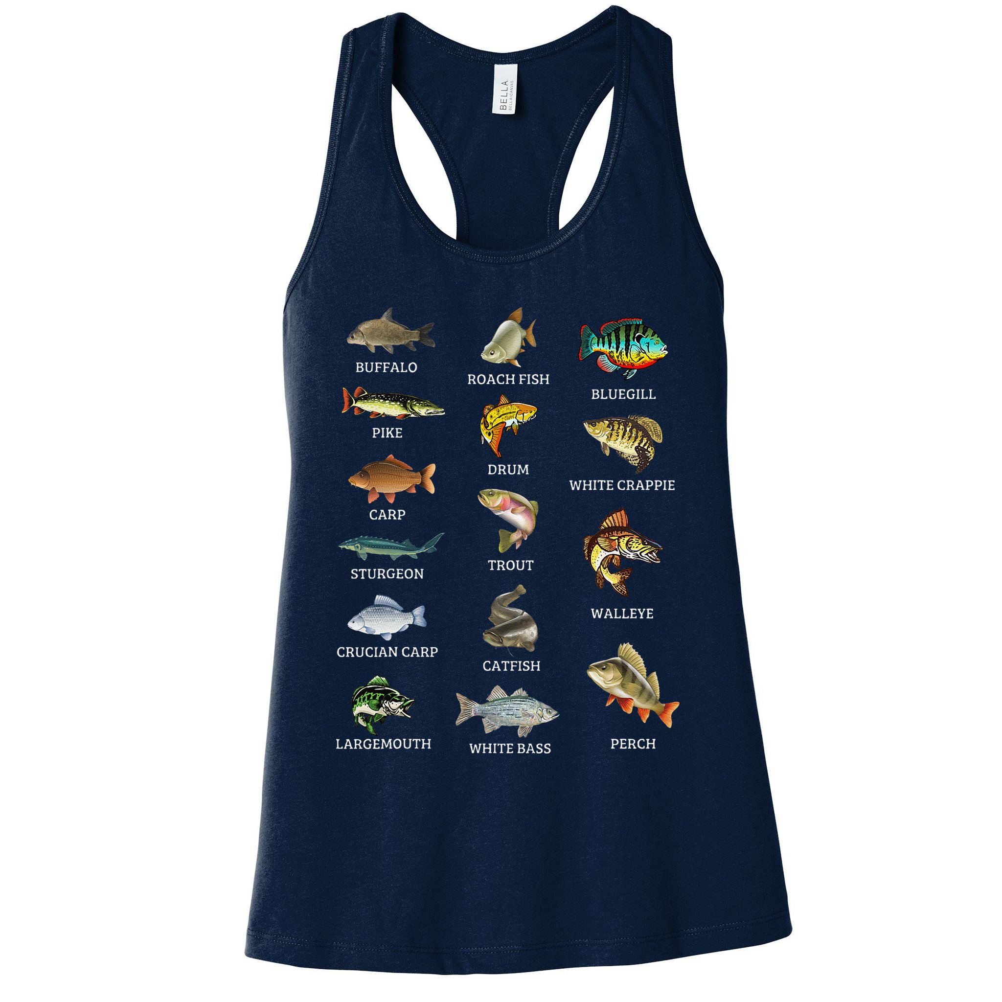 Types Of Freshwater Fish Species Fishing Fisherman Anglers Womens Tank Top