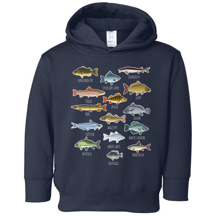 Types Of Freshwater Fish Species Fishing Toddler Hoodie