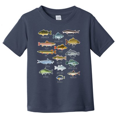 Types Of Freshwater Fish Species Fishing Toddler T-Shirt