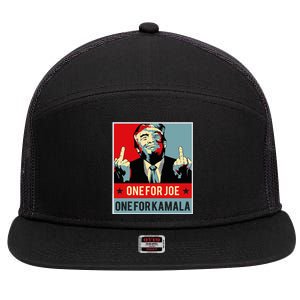 Trump One For Joe One For Kamala 7 Panel Mesh Trucker Snapback Hat