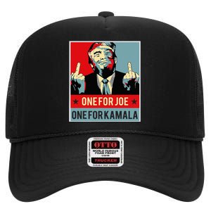 Trump One For Joe One For Kamala High Crown Mesh Back Trucker Hat