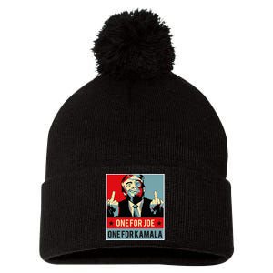 Trump One For Joe One For Kamala Pom Pom 12in Knit Beanie