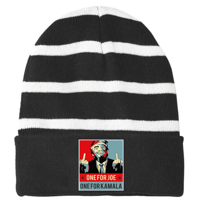 Trump One For Joe One For Kamala Striped Beanie with Solid Band