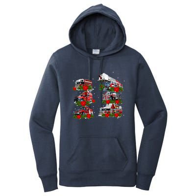 Types Of Fire Truck Christmas For Fire Firefighter Xmas Cute Gift Women's Pullover Hoodie