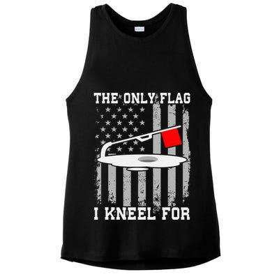 The only Flag I Kneel for Funny Ice Fishing Fisherman Ladies PosiCharge Tri-Blend Wicking Tank
