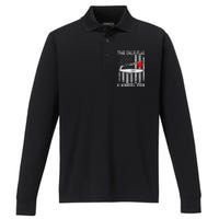 The only Flag I Kneel for Funny Ice Fishing Fisherman Performance Long Sleeve Polo