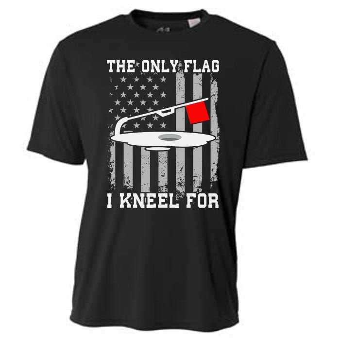 The only Flag I Kneel for Funny Ice Fishing Fisherman Cooling Performance Crew T-Shirt