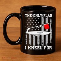 The only Flag I Kneel for Funny Ice Fishing Fisherman 11oz C Handle Ceramic Mug