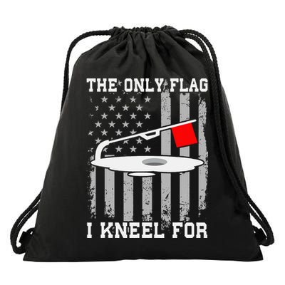 The only Flag I Kneel for Funny Ice Fishing Fisherman Drawstring Bag