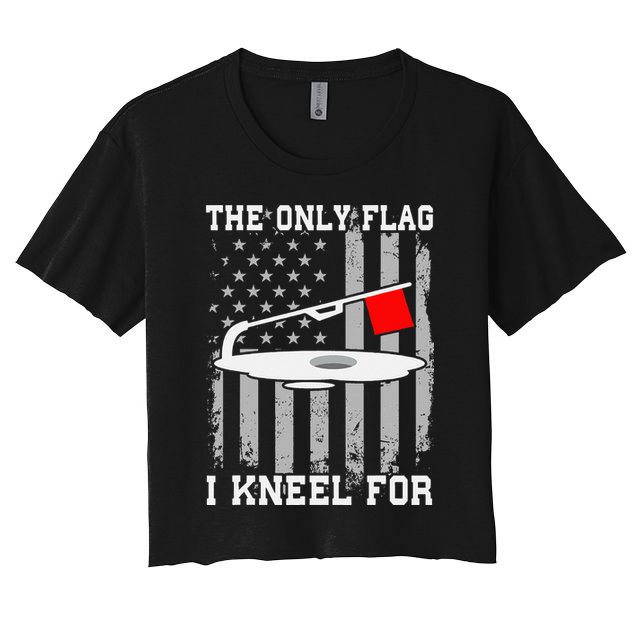 The only Flag I Kneel for Funny Ice Fishing Fisherman Crop Top