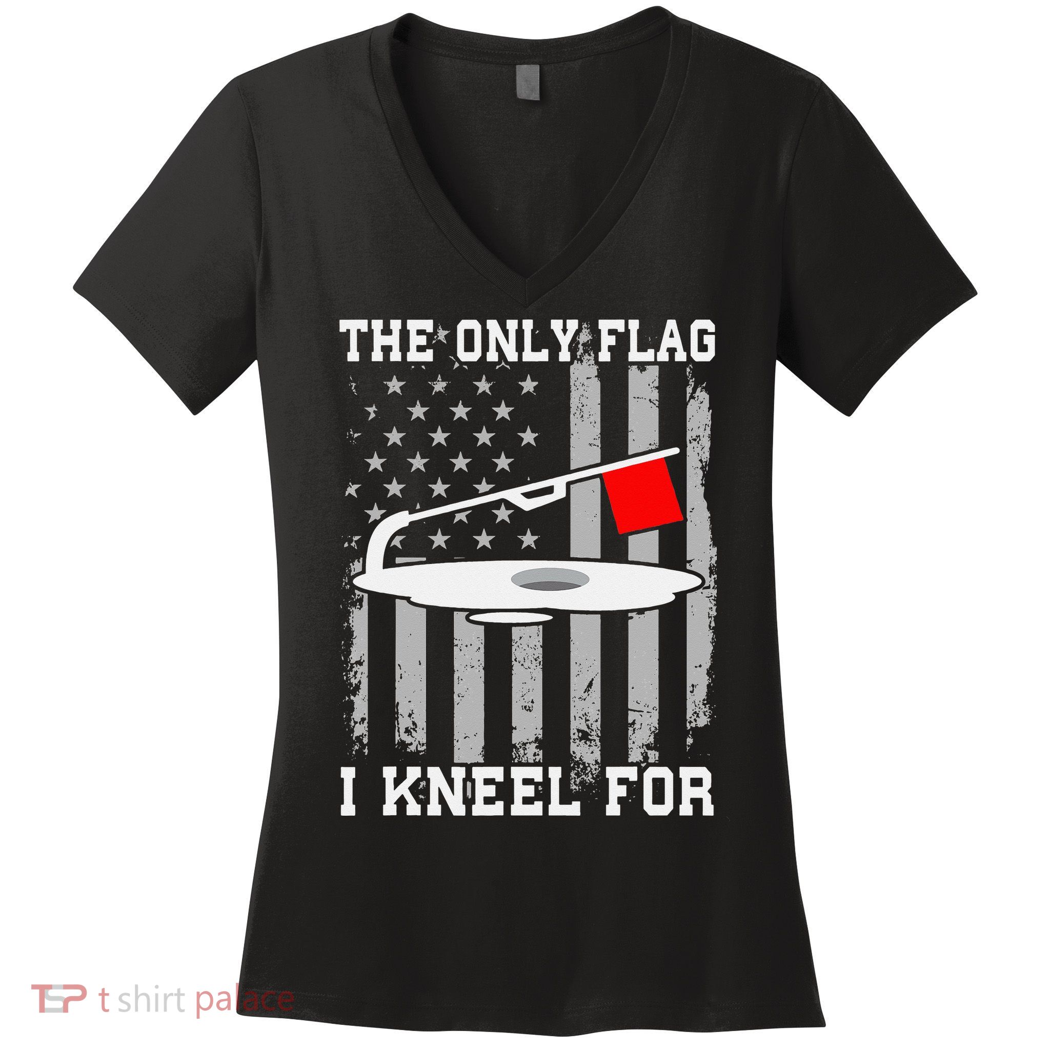 The only Flag I Kneel for Funny Ice Fishing Fisherman Women's V-Neck T-Shirt