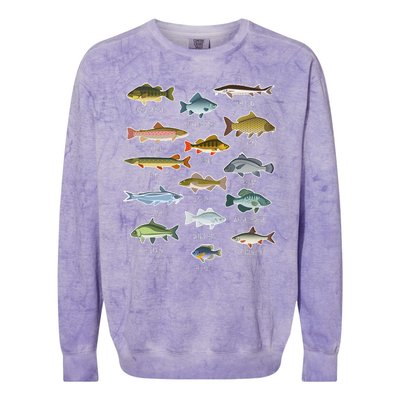 Types Of Freshwater Fish Species Fishing Colorblast Crewneck Sweatshirt