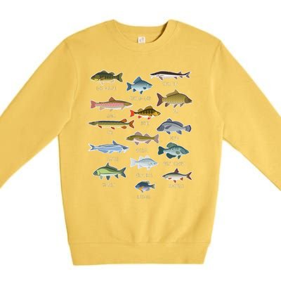 Types Of Freshwater Fish Species Fishing Premium Crewneck Sweatshirt