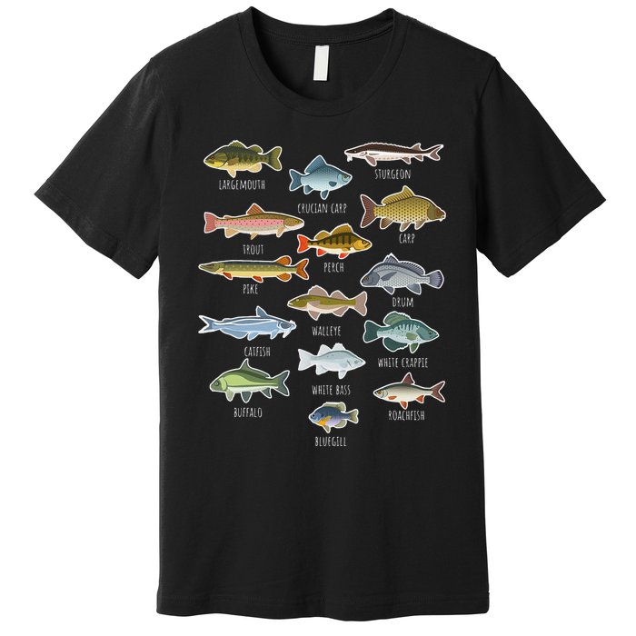 Types Of Freshwater Fish Species Fishing Premium T-Shirt