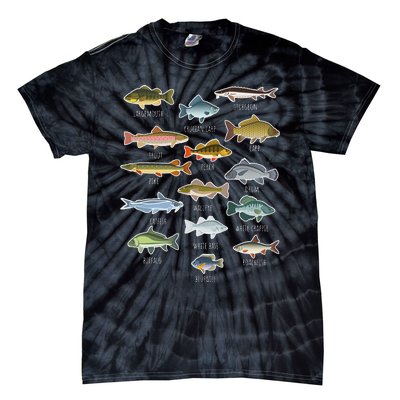 Types Of Freshwater Fish Species Fishing Tie-Dye T-Shirt