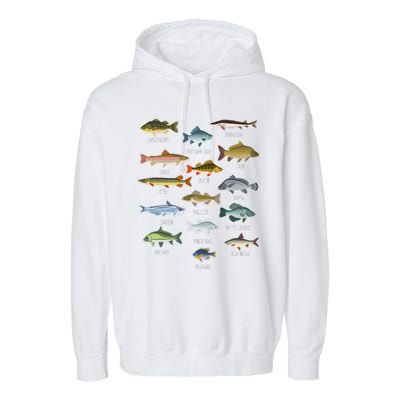 Types Of Freshwater Fish Species Fishing Garment-Dyed Fleece Hoodie