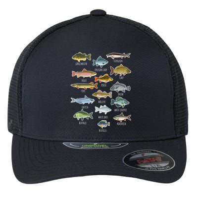 Types Of Freshwater Fish Species Fishing Flexfit Unipanel Trucker Cap