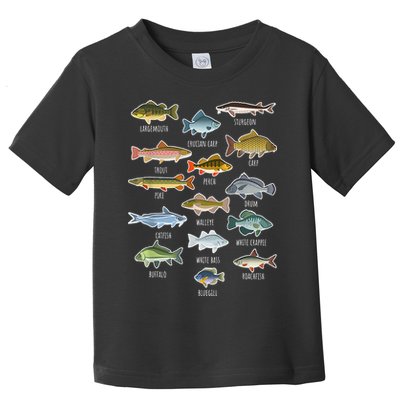 Types Of Freshwater Fish Species Fishing Toddler T-Shirt