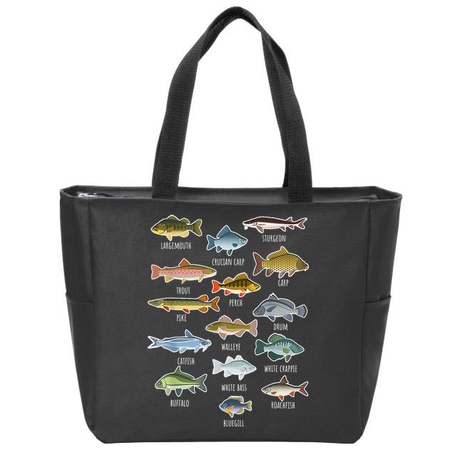 Types Of Freshwater Fish Species Fishing Zip Tote Bag