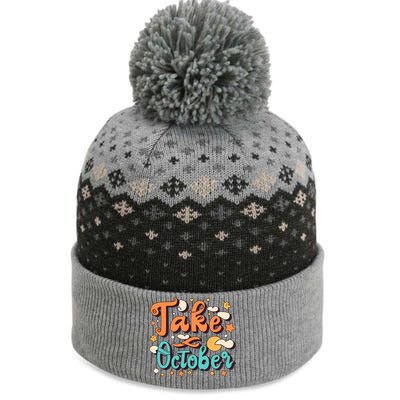 Take October Funny Halloween The Baniff Cuffed Pom Beanie