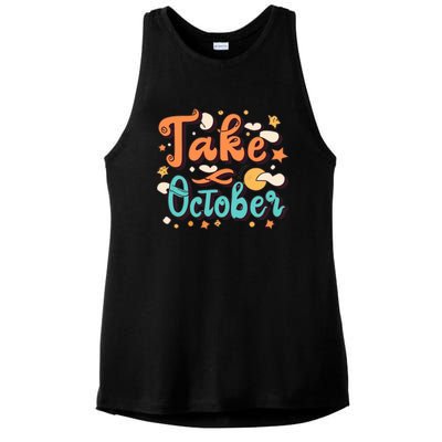 Take October Funny Halloween Ladies PosiCharge Tri-Blend Wicking Tank